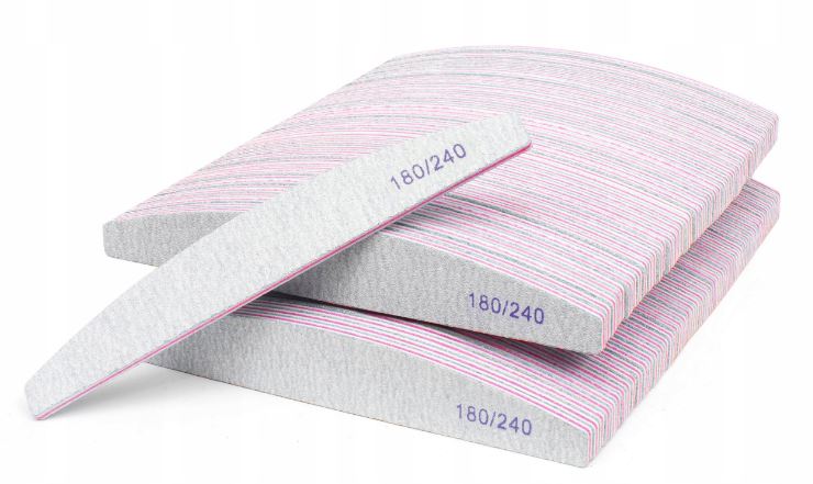 50 x Pilnik do Paznokci Łódka Zebra 180/240