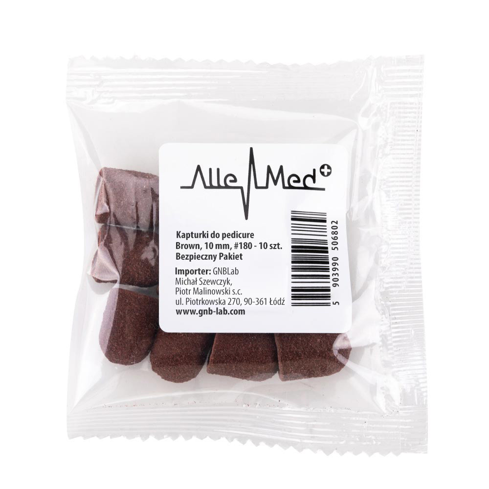 Kapturki do pedicure 10 mm gradacja 180 10 szt AlleMed Brązowy Brown - obrazek 3
