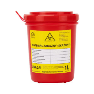 Pojemnik na odpady medyczne czerwony 1L