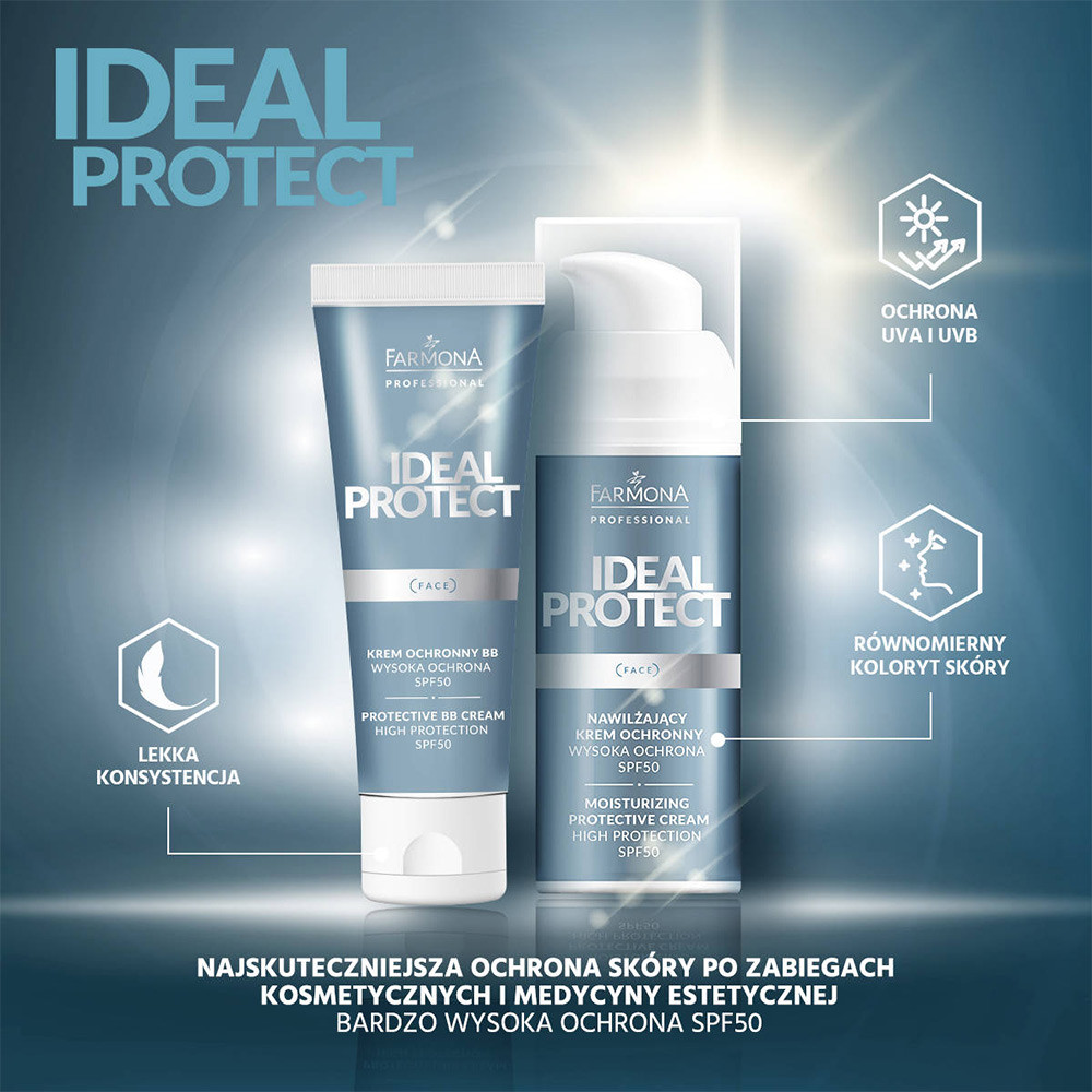 Krem nawilżająco-ochronny do twarzy SPF50 Farmona Ideal Protect 50ml - obrazek 2
