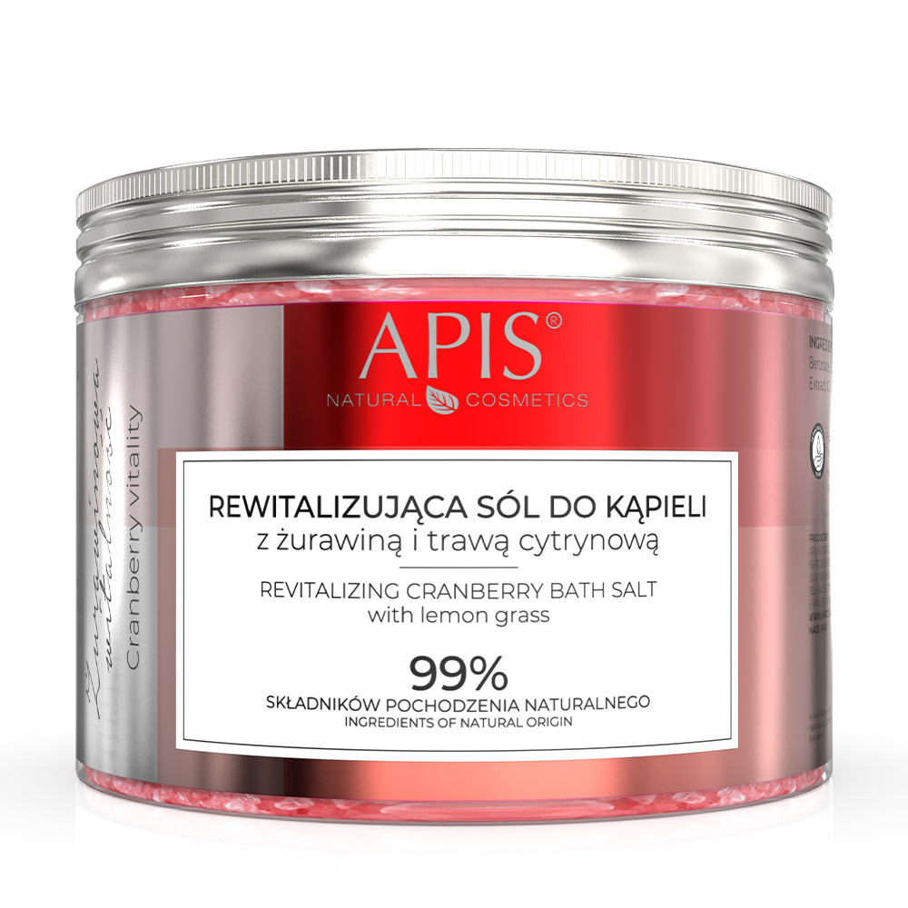 Apis ŻURAWINOWA WITALNOŚĆ Rewitalizująca sól do kąpieli z żurawiną i trawą cytrynową / 650 g