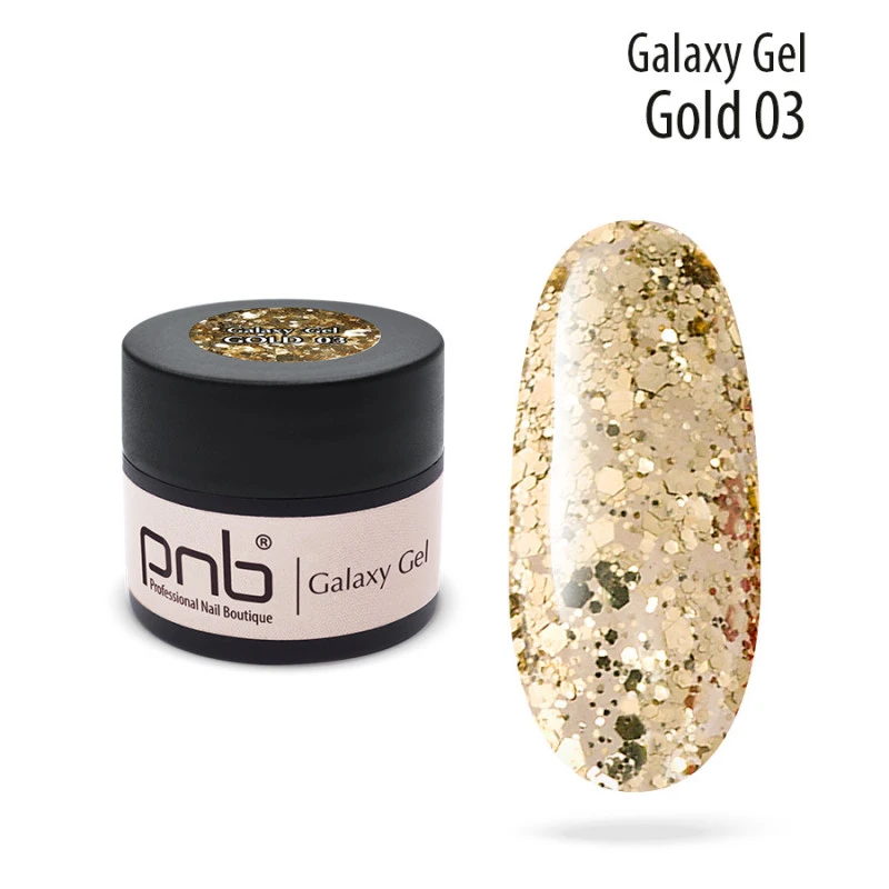 Farba do zdobienia UV/LED Galaxy Gel PNB, 03, Gold, 5 ml