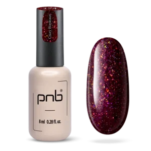 Lakier hybrydowy bordowy z drobinkami PNB 8 ml 374