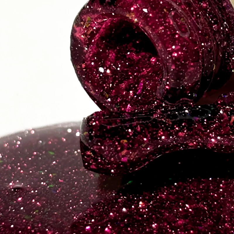 Lakier hybrydowy bordowy z drobinkami PNB 8 ml 374 - obrazek 4