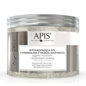 INSPIRATION Wygładzająca sól do kąpieli z minerałami z Morza Martwego, algami morskimi i drobinkami kokosa / 650 g apis