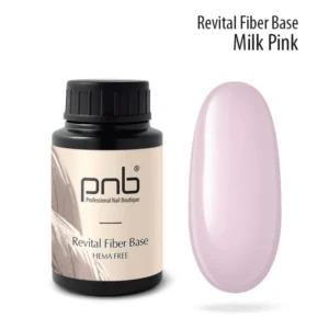 Baza hybrydowa z włóknami nylonowymi UV/LED Revital Fiber Base PNB, Milk Pink, HEMA FREE, 30 ml