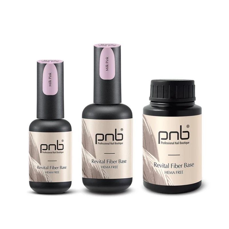 Baza hybrydowa z włóknami nylonowymi UV/LED Revital Fiber Base PNB, Milk Pink, HEMA FREE, 30 ml - obrazek 2