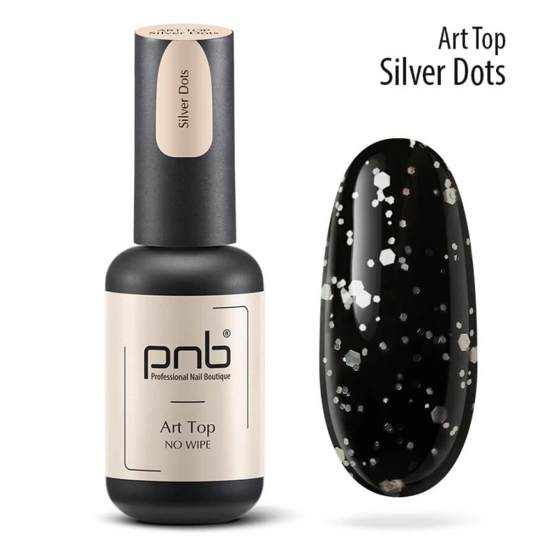 Top hybrydowy Art Top PNB, Silver Dots, No Wipe, 8 ml