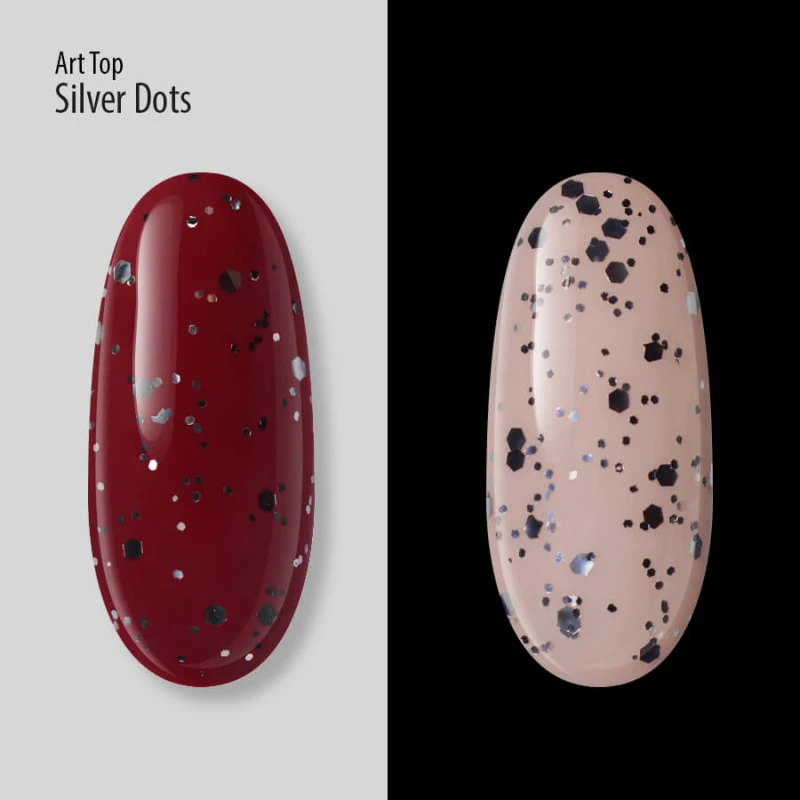 Top hybrydowy Art Top PNB, Silver Dots, No Wipe, 8 ml - obrazek 2