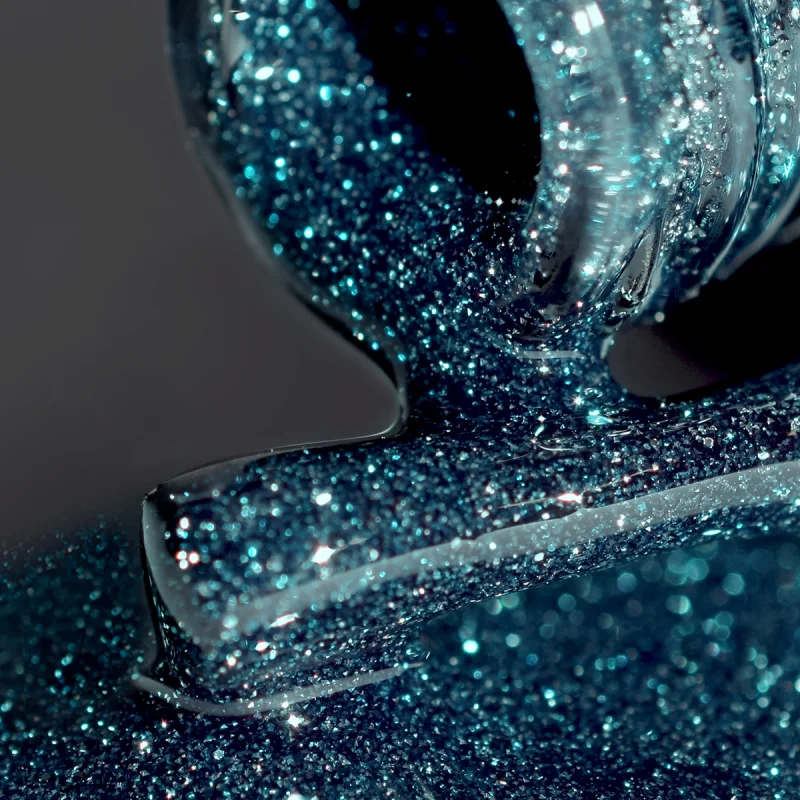 Lakier hybrydowy UV brokatowy SHOCK EFFECT 03 Azure PNB 8 ml - obrazek 3