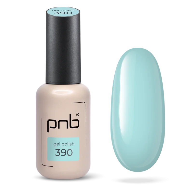 Lakier hybrydowy niebieski PNB Sky Touch №390, połysk (8 ml)